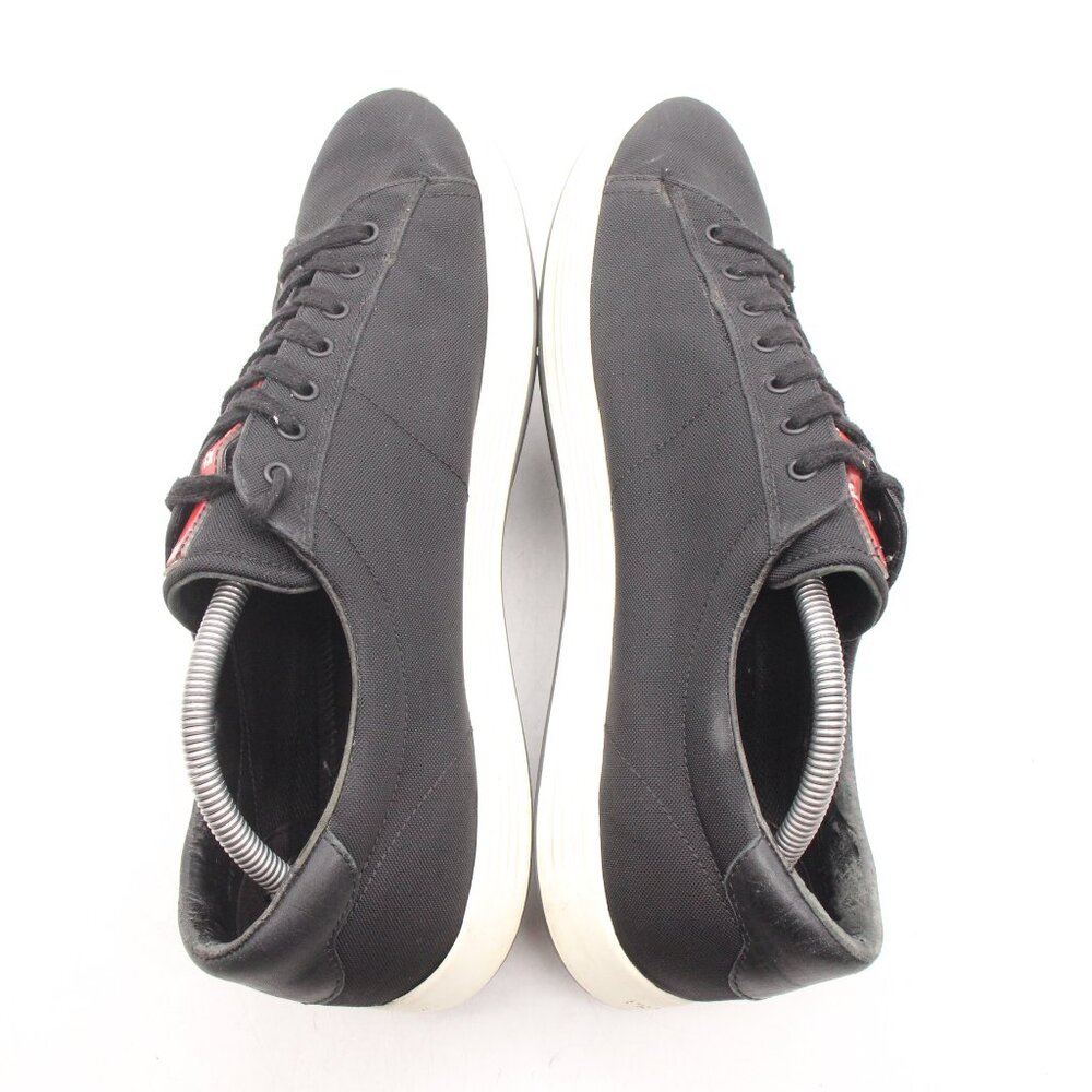 Prada Black Canvas Shoes Men's UK 9 Lace Up Casual Trainers Sneakers - Picture 5 of 11